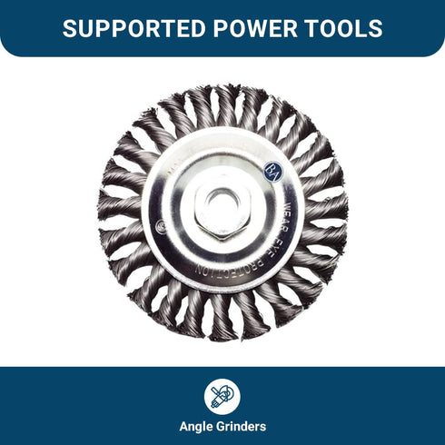 Benchmark Abrasives 4-1/2" x 1/4" Stringer Bead Wire Wheel for Weld Cleaning, 5/8"-11 Thread