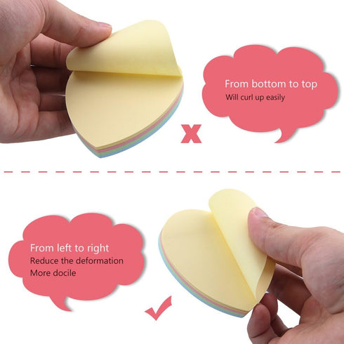 GTHER Heart Shaped Sticky Notes, 2 Pads, Colored Self-Adhesive Notes for Kids School
