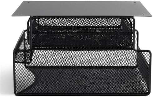 Safco Products Onyx Mesh Deluxe Under Desk Hanging File Organizer, Black, Steel, 2 Compartments