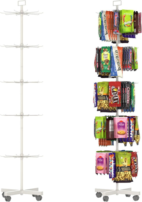 Retail Display Racks 5 Tier Spinning Display Stand, Movable Shop Spinner Rack