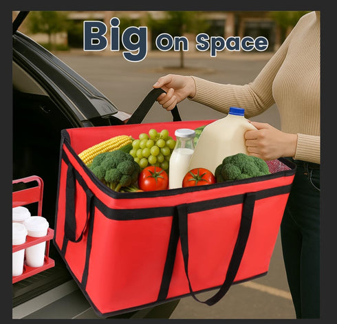 Frozen Commercial Cooler Insulated Food Delivery Bag & Drink Carrier with Hard Bottom, XXX-Large Grocery Catering