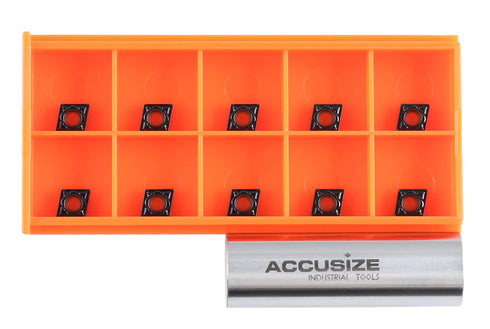 Accusize Industrial Tools CCMT21.51-MD CVD Coated Carbide Inserts, 10 Pcs/Box, Black and Yellow