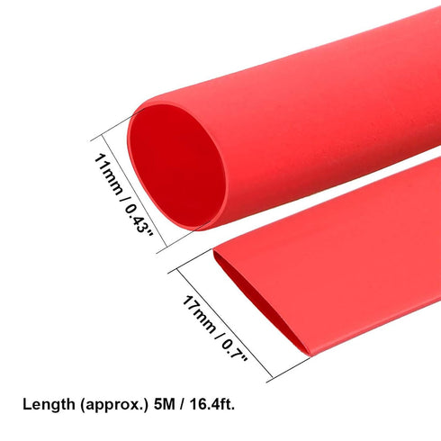 TOP-VIGOR 11mm Heat Shrink Tubing, 5M Length Heat Shrink Sleeving, 2:1 Ratio Adhesive-Lined Heat Shrink Tube for Electrical Insulation, Repairs, Wrap Cable, Wire Connectors, Red