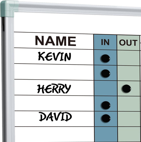 Lockways in and Out Magnetic Dry Erase Board, Employee Planner Board 24" x 18", Colorful Wall-Mounted Aluminum Frame