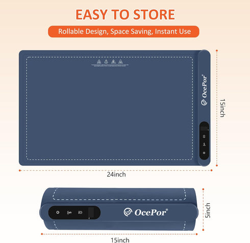 OcePor 24"x15") (XL Food Warming Mat, Electric Warming Tray,Foldable Food Warmer for Parties, Buffets, Family