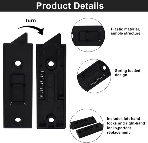 Window Latch Locks Replacement, Plastic Spring Loaded Sliding Window Tilt Latch for Home Accessories, Pack of 8