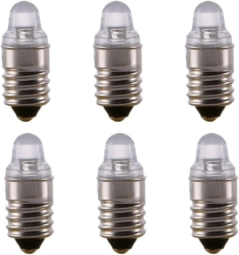 10pcs E10 LED Bulbs 3 Volt Miniature Flashlight Bulbs E10 Replacement Bulbs Mini Lamps Cool White 3V by Generic
