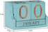 Wooden Desk Calendar Blocks, Perpetual Date Block for Teachers, Rustic Decoration, Small Home Desktop Decor (Ocean Blue)
