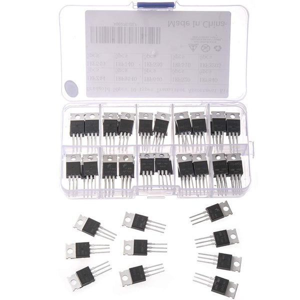 50pcs IRF Series Mosfet Transistors Assortment Kit, Including IRFZ44, IRF510, IRF520, IRF530, IRF540, IRF640, IRF740,