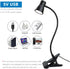 3W 5V USB Portable LED Clip Desk Lamp, 3 Colors Changeable, Adjustable 15" Arm for Reading