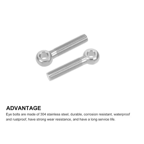Shoulder Swing Lifting Bolt (M16x80mm) 1Pcs, 304 Stainless Steel Eye Bolts for Home Renovation, Silver