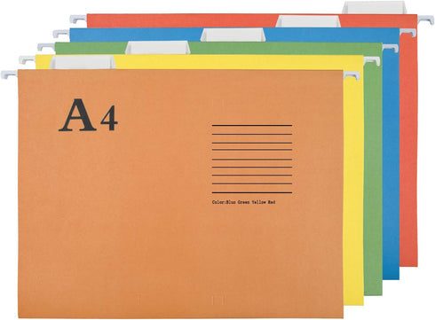 Oterri A4 Size Hanging File Folders, 15pcs with 5 Elegant Colors, 1/5-Cut Adjustable Tab