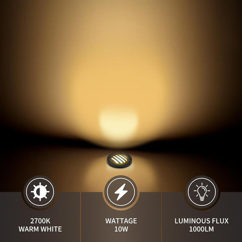 Gmalos 10W 2700K 12/24V IP67 2 Pack Low Voltage Landscape Lighting: Warm White LED Well Lights, Outdoor In-Ground