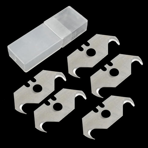 Hook Blade Utility Knife, SK5 Carbon Steel Replacement Blades with Plastic Case (30pcs)