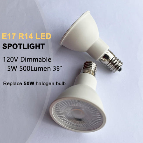 KAKEMONO E17 LED Spotlight Bulb, Dimmable 40W Halogen Replacement, 5W R14 Reflector Light Bulb, Warm White 2700K, 2 Pack