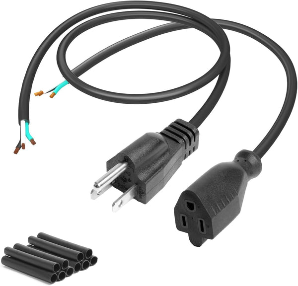 QTEATAK Male and Female Connector Extension Cord, 125V 15A 2-Pole 3-Wire, 50cm Female and 100cm Male Plug with AWG14