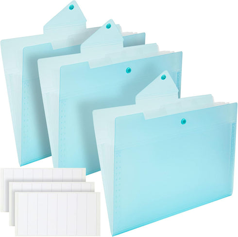 Okuna Outpost 3 Pack Expanding File Folder, Pocket Document Organizer with Snap Closure and Labels (Letter Size, Blue)