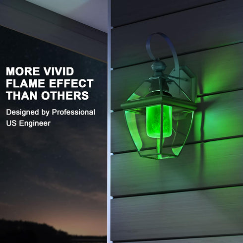 Hompavo Upgraded LED Flame Light Bulbs, Green Flickering Light Bulbs with Upside Down Effect, E26 Flame Bulb for Home Halloween St. Patrick's Day Christmas Decorations Indoor & Outdoor, 2 Pack by Hompavo
