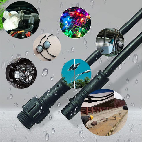 2 Pin Electrical Connector, 20AWG IP68 Male Female Plug LED Connectors with 20CM Cable for Outdoor LED Strip Lights (5