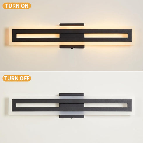 24 Inch, 15W Dimmable 3CCT WILON Modern Bathroom Vanity Light LED Vanity Light, Black Bathroom Lights Over Mirror