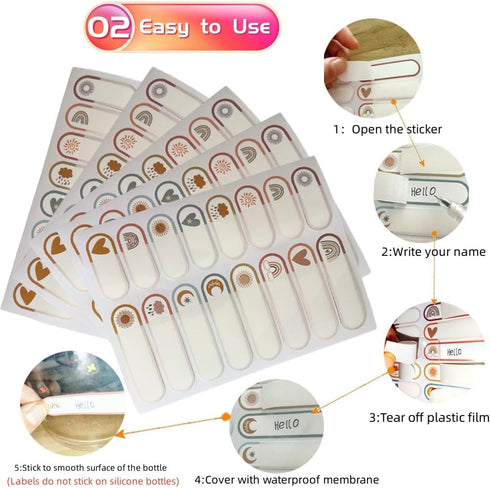 BOSUDA 480 Pcs Baby Bottle Labels for Daycare,Waterproof Kids Name Labels for Kids Stuff School Supplies