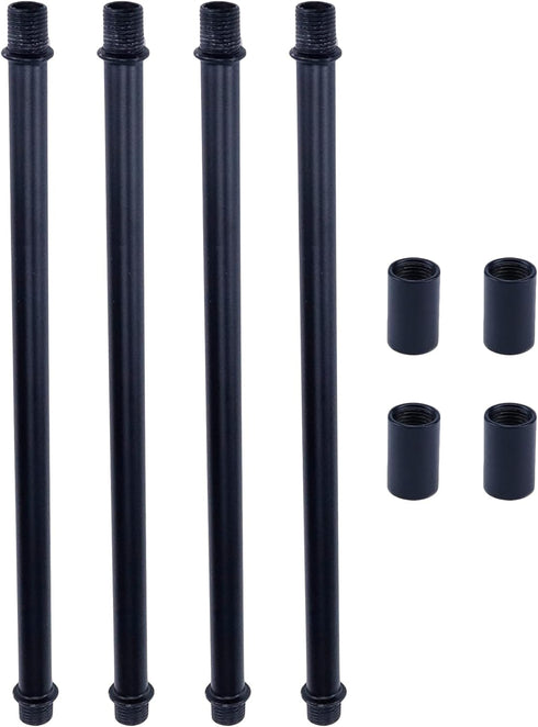 MY MIRONEY 4 Sets Straight Pipe Lamp Stem Kit with Connector M10, Black Lamp Rod Hardware, 7.87" Long
