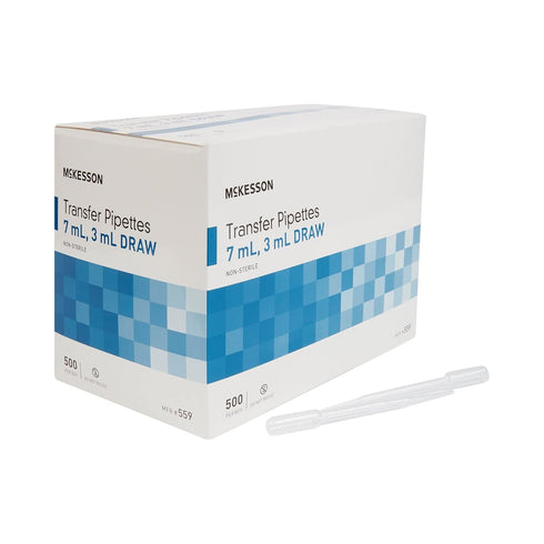 McKesson Transfer Pipette, Non-Sterile, 7 mL Capacity, 0.5 mL to 3 mL Graduation Increments, 500 Count, 1 Pack