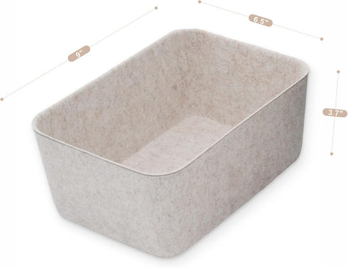 Welaxy Felt Storage Bins Drawer Organizer, Divider Box for Junk Stationery, Cosmetic Makeup Craft Jewelry Sorting (S,