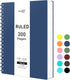 RETTACY A5 College Ruled Spiral Notebook, 300 Pages, 100 GSM Premium Acid-Free Paper, Twin-Wire Binding, Navy Blue