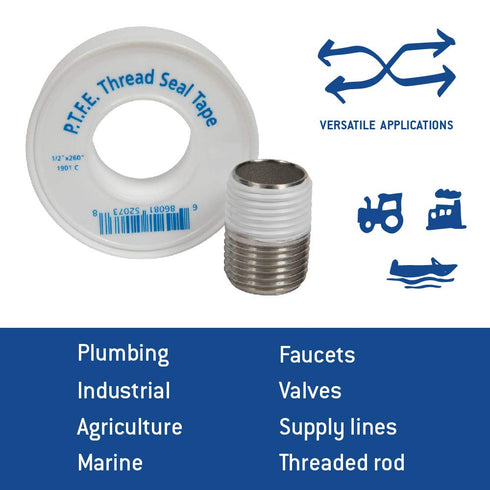 Gasoila 1901C Virgin PTFE Low Density Thread Seal Tape, 1/2" Width, 260" Length