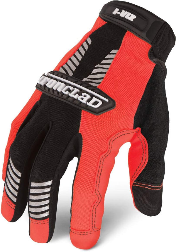Ironclad IVO2-04-L I-Viz Reflective Orange Glove, Large, 1-Pack
