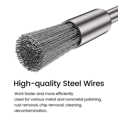 30Pcs Stainless Steel Wire Brushes, Cup Pen Cleaning Brush Set for Grinder Rotary Tools, 1/8 inch Shank