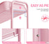 TOOLF Pink 3 Tier Rolling Cart, Metal Utility Cart with Wheels & Wooden Top, Organizer for Kitchen, Office, Bathroom