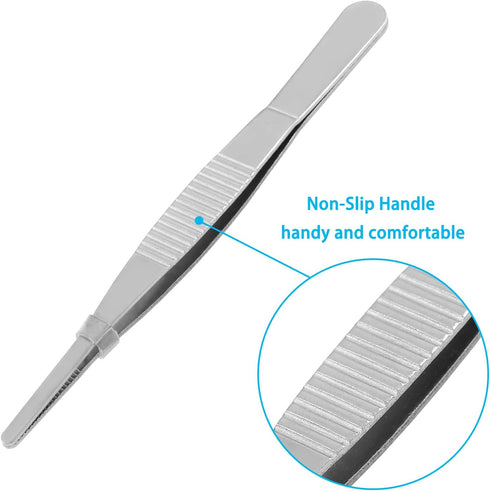 4Pcs 5 Inch Stainless Steel Tweezers, Precision Serrated Straight Tips for Cooking, Repairing, Medical