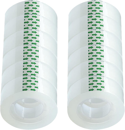 Transparent Tape Refill, Clear Tape Rolls for Dispenser, 12 Rolls, Tear by Hand
