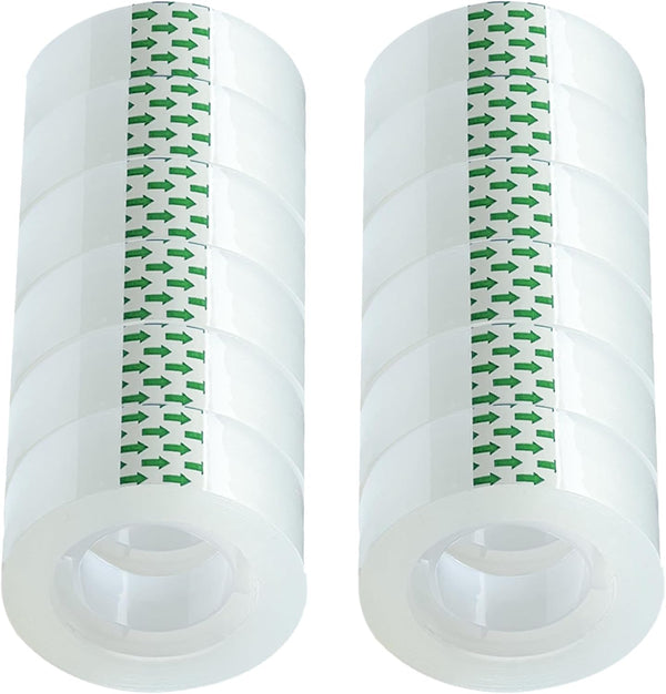 Transparent Tape Refill, Clear Tape Rolls for Dispenser, 12 Rolls, Tear by Hand
