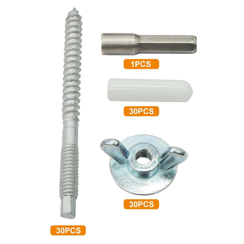 Xadnitu 30 Pack 1/4"-20 2-1/4" Set x Hurricane Anchor Kit, Hardware Installation Guide Anchoring for Window Board Panel