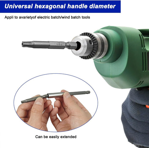 12 Pcs Torx Head Screwdriver Bit Set, 2 Sizes Magnetic Drill Bit Extension Holder, S2 Security Tamper Proof Kit