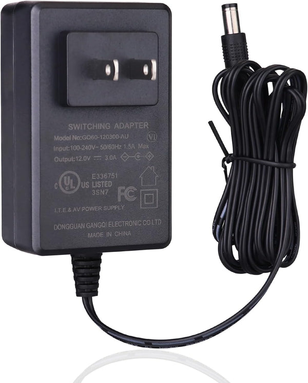YUNBO 12V 3A Power Supply Adapter, UL Listed, AC 100-240V to DC 12 Volt Max 36W for LED Light Strips