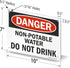 SmartSign "Danger - Non-Potable Water Do Not Drink" Sign | Aluminum 7" x 10"