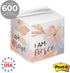 Floral Affirmation Sticky Note Cube / 600 Sheets / 2.75" Memo Block Printed on 4 Sides/Four Empowering Messages On Each Side