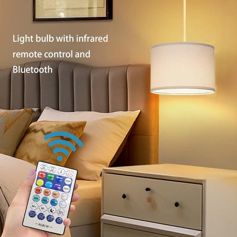 15FT ZSLAIFU Plug in Pendant Light, Hanging Lamp with Switch, Flaxen Hanging Lights with Plug in Cord, Pendant Lamp