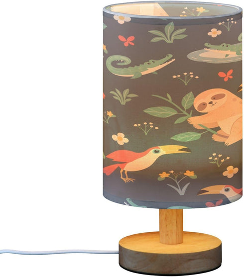 ALAZA Cute Sloth Bird Bedside Table Lamp with USB Port for Bedroom Nightstand Lamps Night Light Linen Fabric Shade