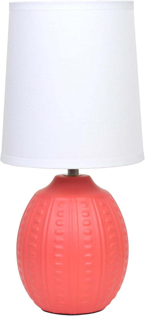 Simple Designs LT1163-ORG 12.5" Chic Glow Mini Textured Oval Table Lamp, for
