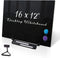Black Magnetic Glass Board Desktop Easel, 16x12" Black Dry Erase Board for Desk, Tabletop Glass Whiteboard on