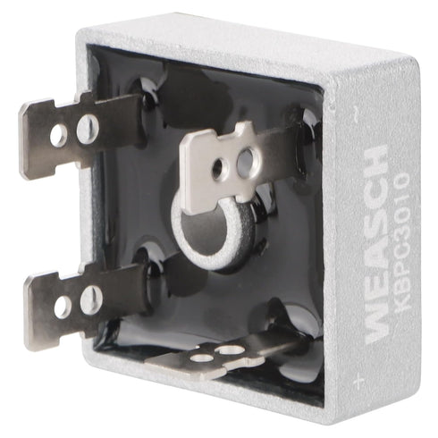 2Pcs Bridge Rectifier Diode: KBPC3010, AC to DC, 1000V 30A, 4 Pin, Full Wave Metal Housing