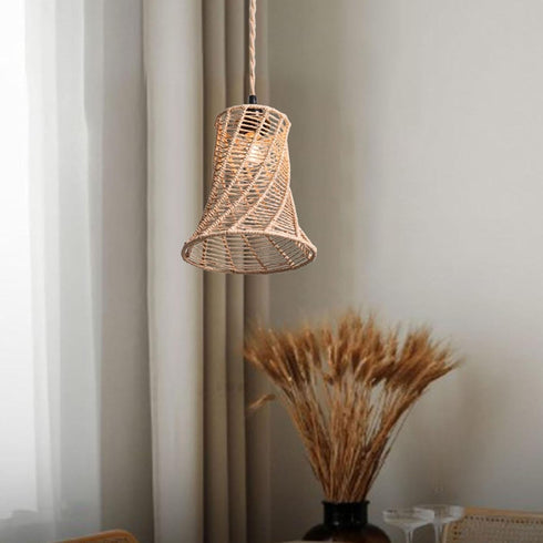 Bulb Woven Paper Rope Lamp Shade Pendant Light Cover Guard Decorative Retro Rustic Boho Lampshade for Home Living Room