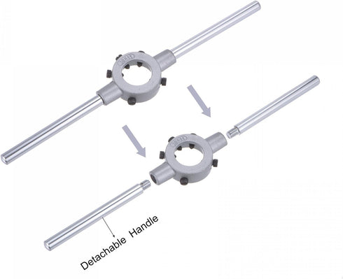 uxcell Die Stock Handle Wrench Set with M10 x 1.25 Threading Round Die and 30mm Holder, Adjustable Tool