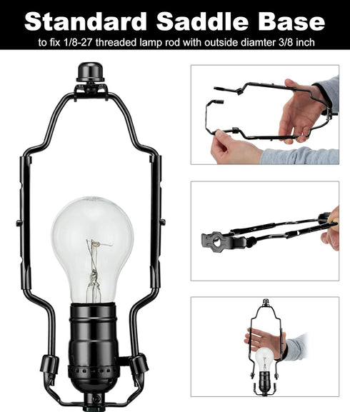 Adjustable Lamp Shade Harp Holder Kit, 8 9 10 Inch for Table and Floor Lamps, Heavy Duty Bracket with Adapter