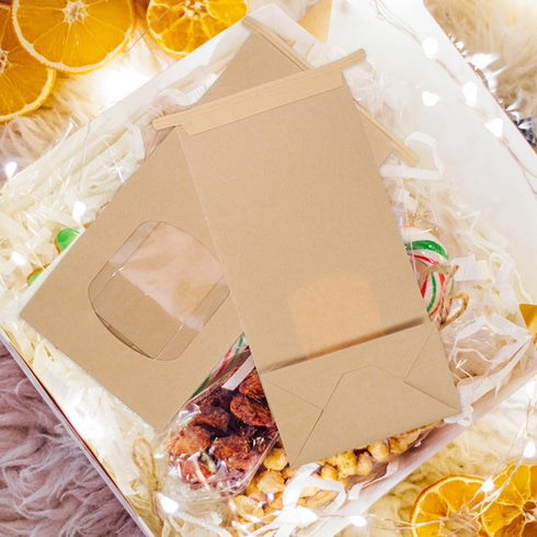 50pcs Packaging BESTYASH Small Kraft Paper Bread Bags with Window, Wire Tie Seal Bakery Toast Sandwich Bags for Food